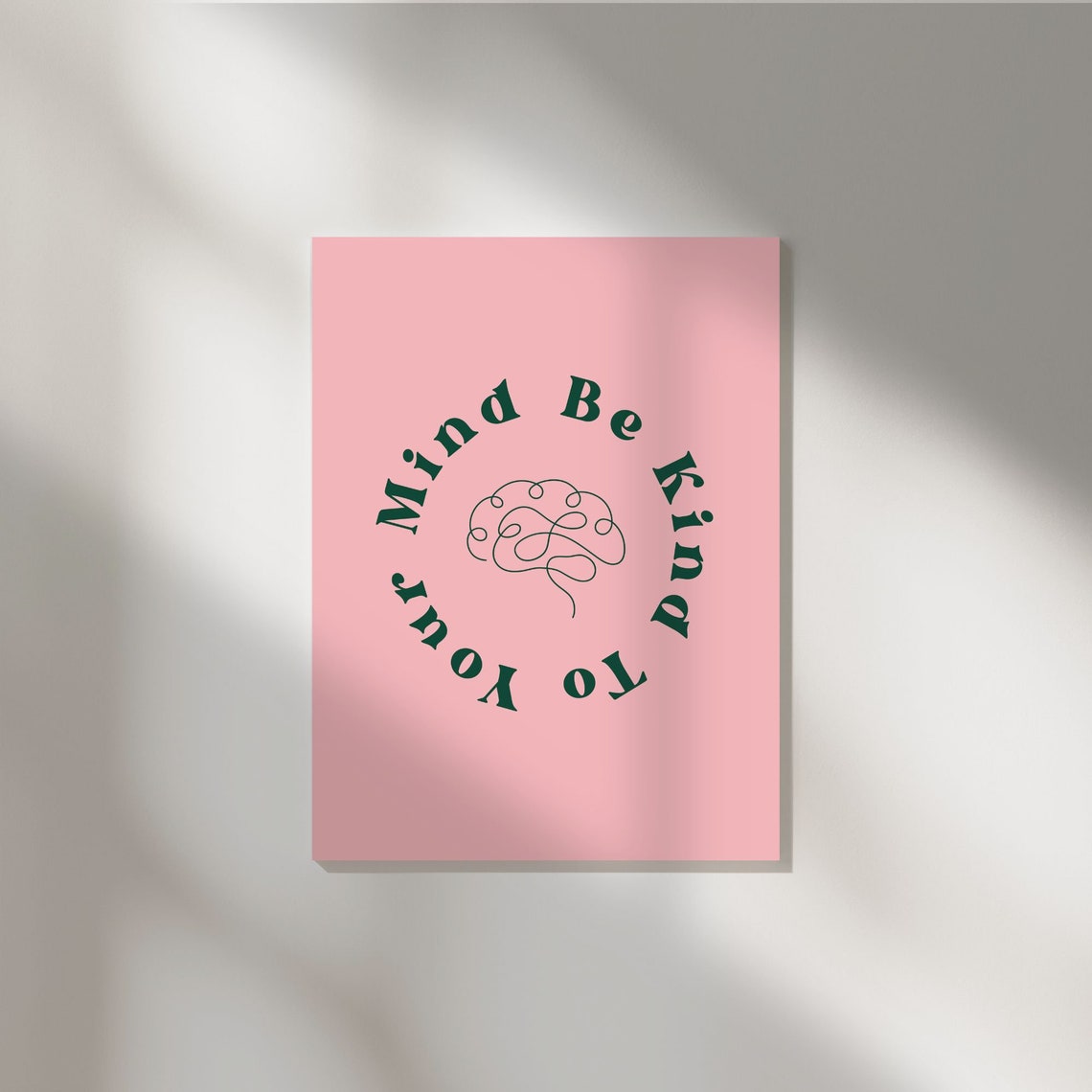 Be Kind to Your Mind Mental Health Brain Line Art Pink Poster - Image 4
