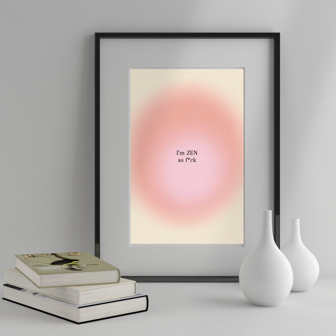 Funny Zen Aura Quote Pink Gradient Minimalist Yoga Room Poster - Image 4