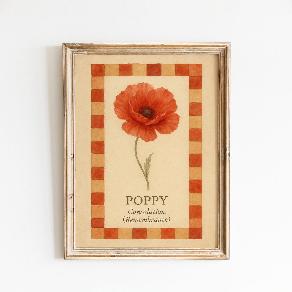 Poppy Consolation Remembrance Vintage Botanical Red Art Poster