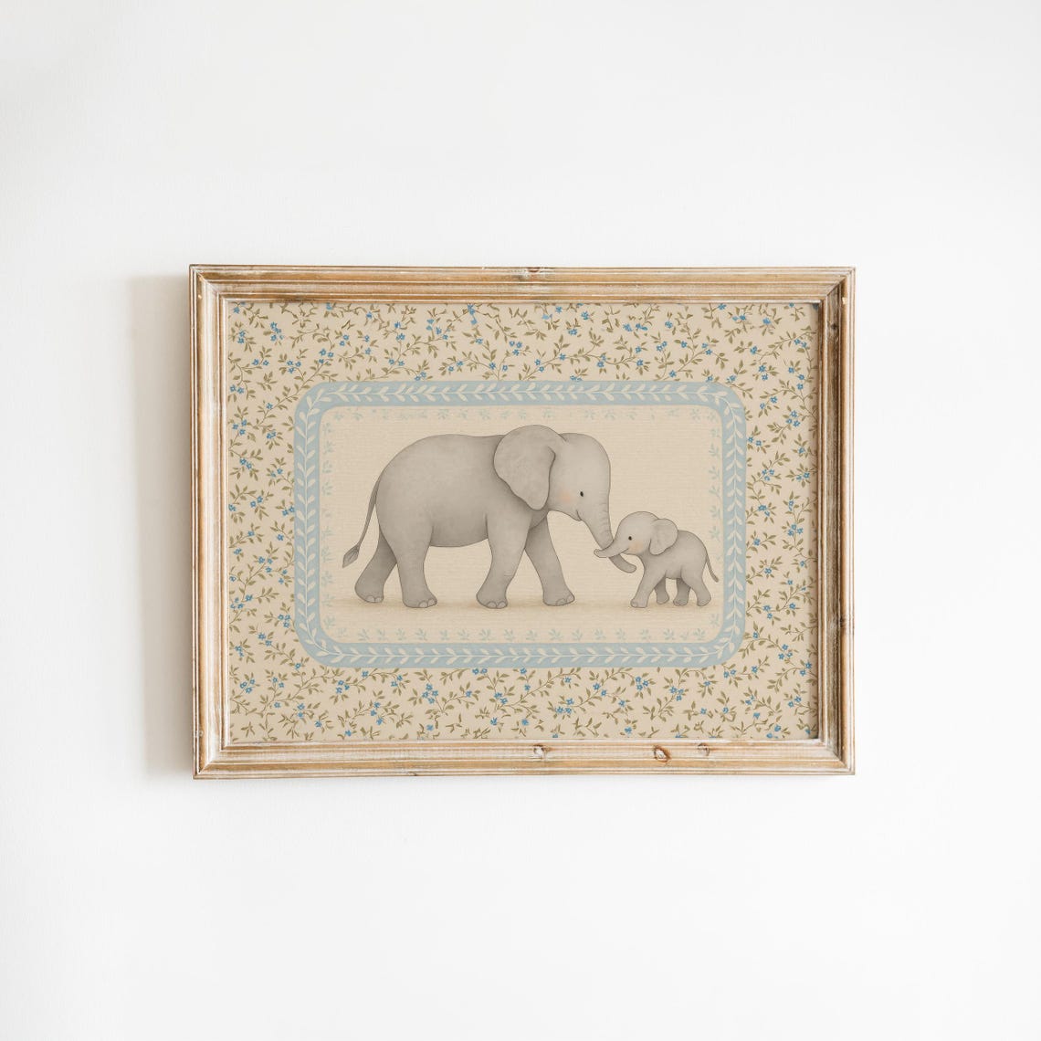 Elephant Family Soft Vintage Nursery Animal Print