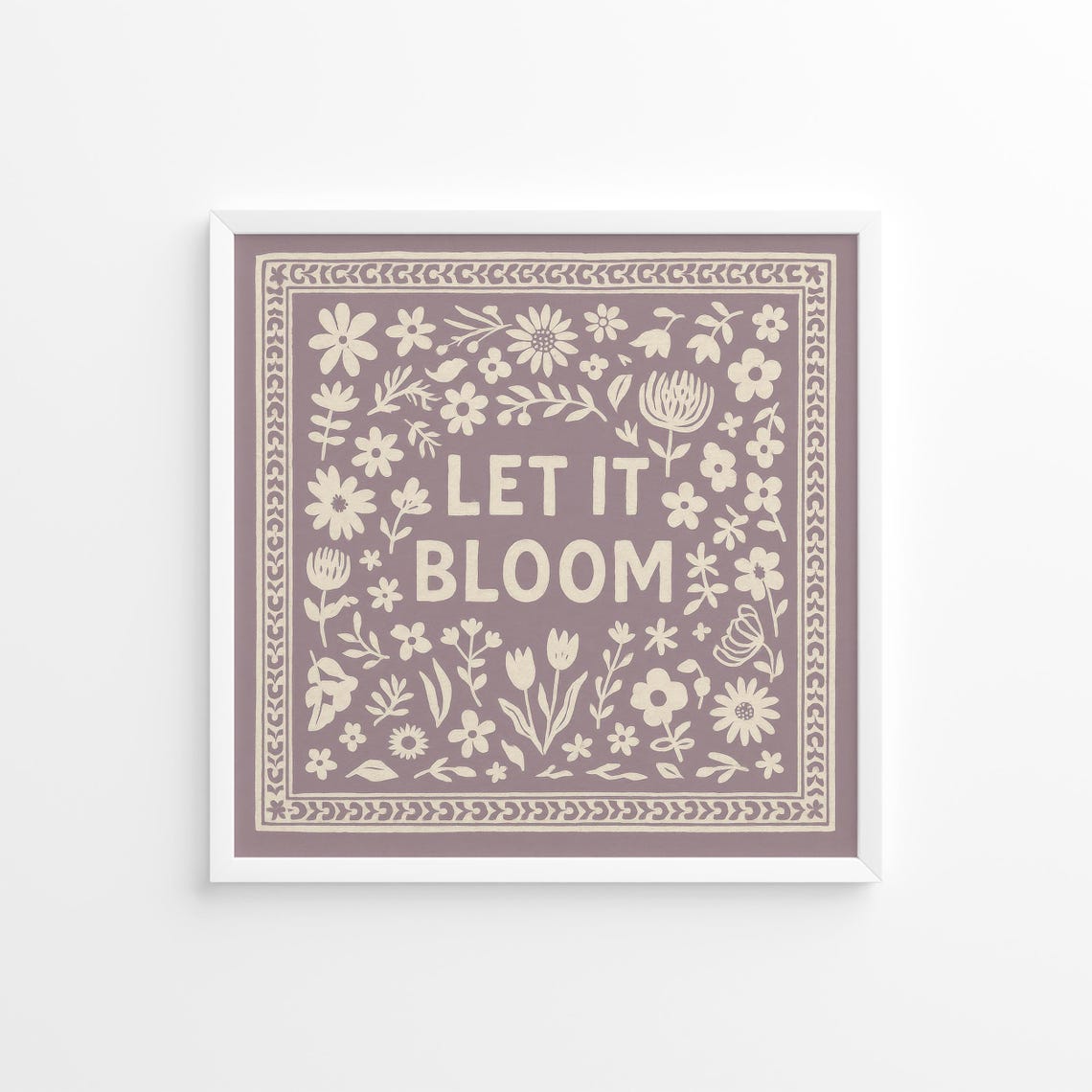 Let It Bloom Lilac Botanical Quote Poster for Nursery Gallery Wall