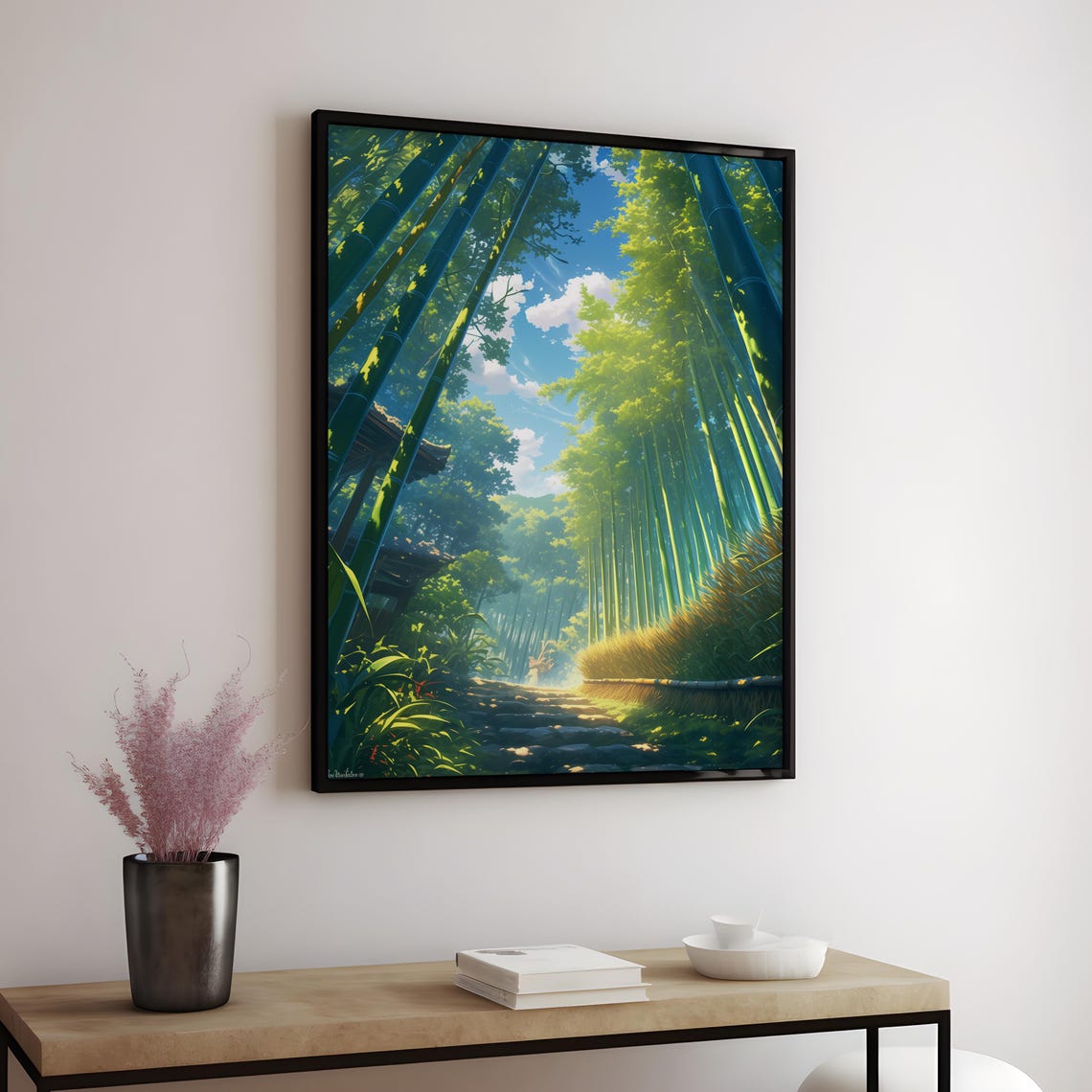 Arashiyama Bamboo Grove Path With Bright Sunlight Anime Poster - Image 3