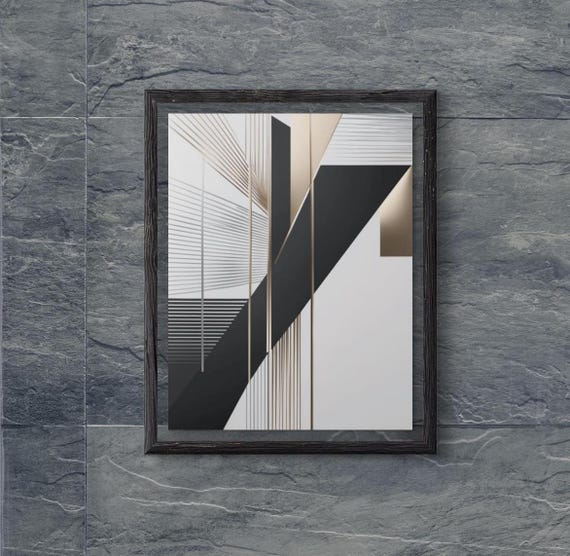 Abstract Wall Art Black And Gold Abstract Art Prints Geometrical Wall Art Office Decor Office Wall Art Minimalist Wall Art