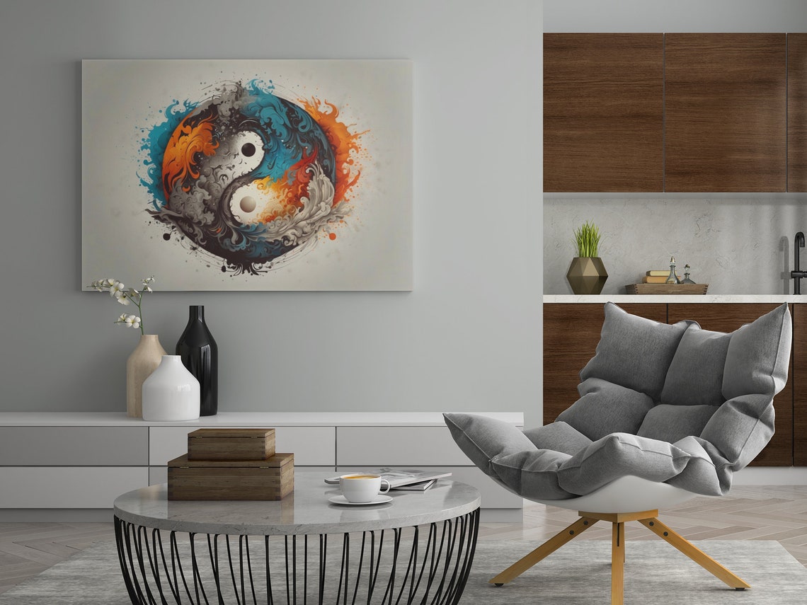 Yin Yang Symbol In Fire And Water Splash Dynamic Zen Art Poster - Image 3