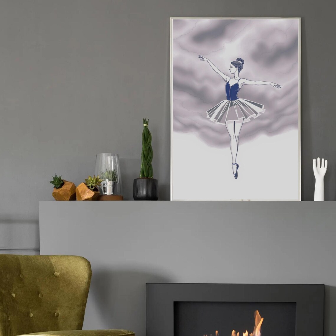 Ballerina Illustration Navy Blue Bodice White Tutu En Pointe Ballet Poster - Image 2