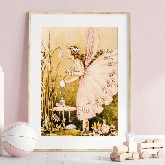 Pink Fairy Fine Art Print For Nursery By Ida Rentooul Outhwaite Cute Vintage Illustration