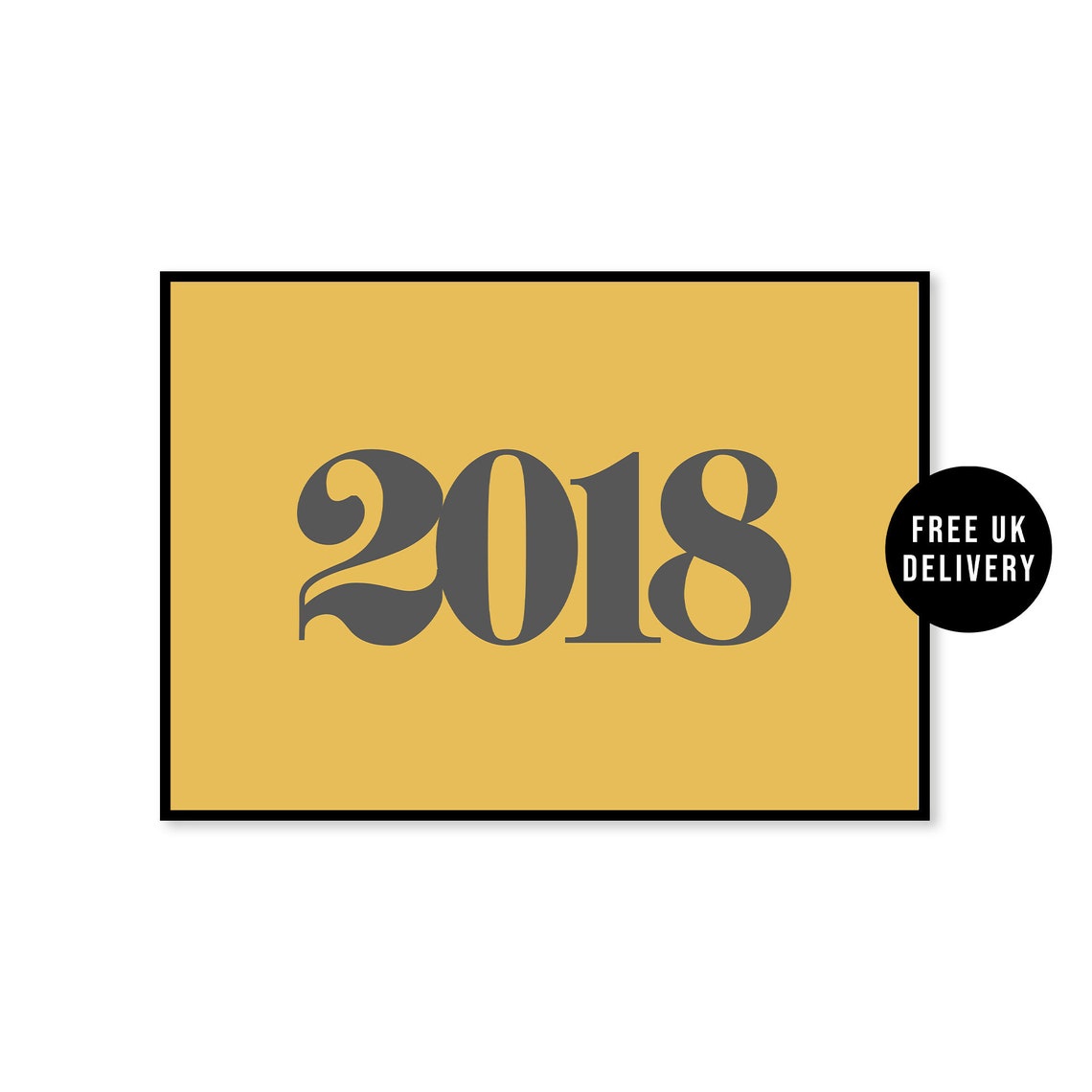 Personalised Custom Year Typography Wall Art Print Mustard Custom Gift Print Personalised Decor Year Number Print Unframed A5 A4 A3 Print