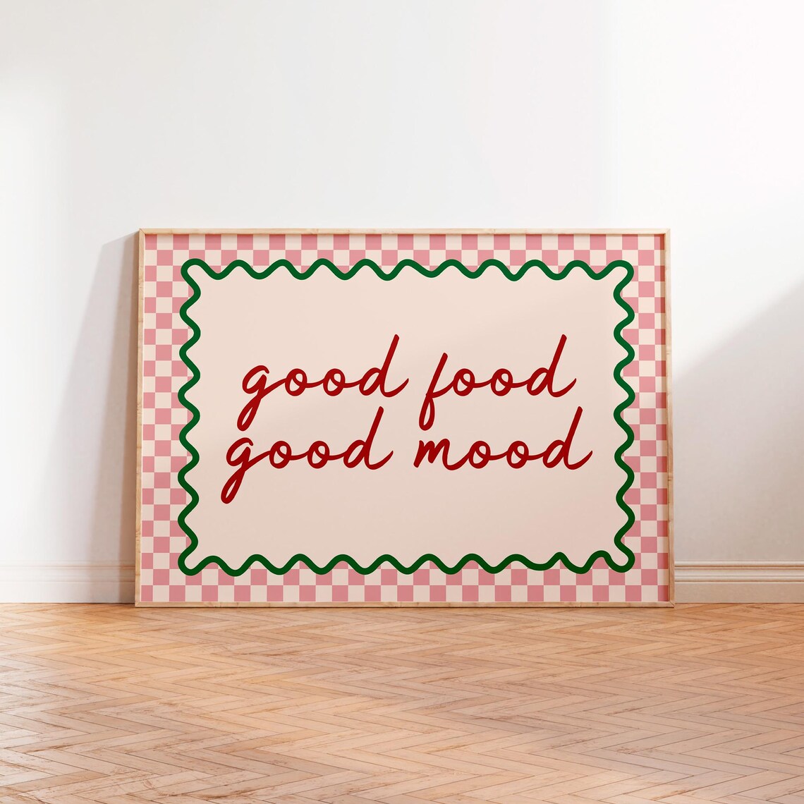 Good Food Good Mood Retro Kitchen Poster Print
