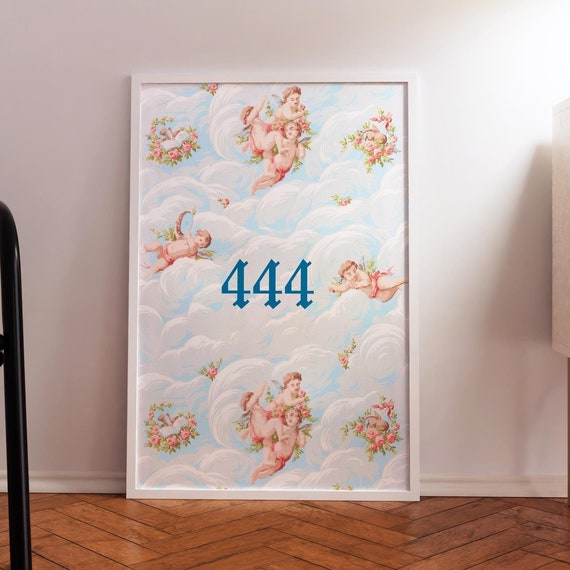 Angel Number Poster 444 Aura Posters Spiritual Wall Art Angel Energy Wall Art Affirmation Print Positive Energy Wall Art Print