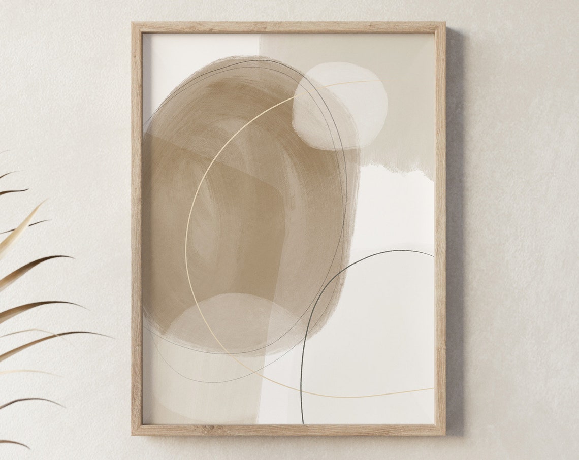Beige Tan Abstract Swirl Thin Lines Soft Modern Elegant Poster