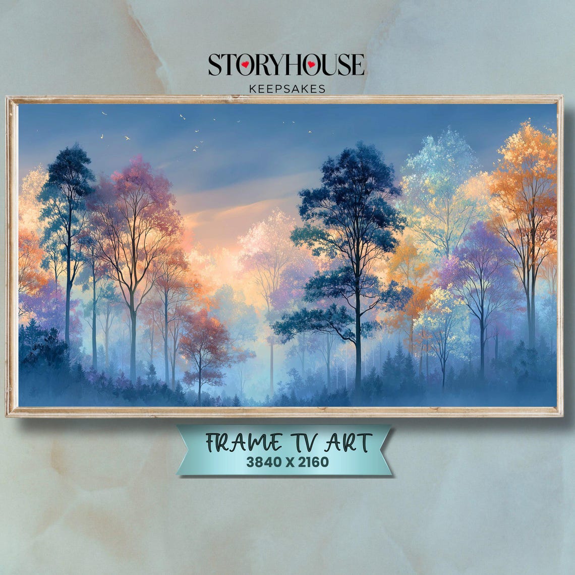 Christmas Frame Tv Art Samsung For Winter Cozy Landscape Impressionist Misty Sunrise Forest