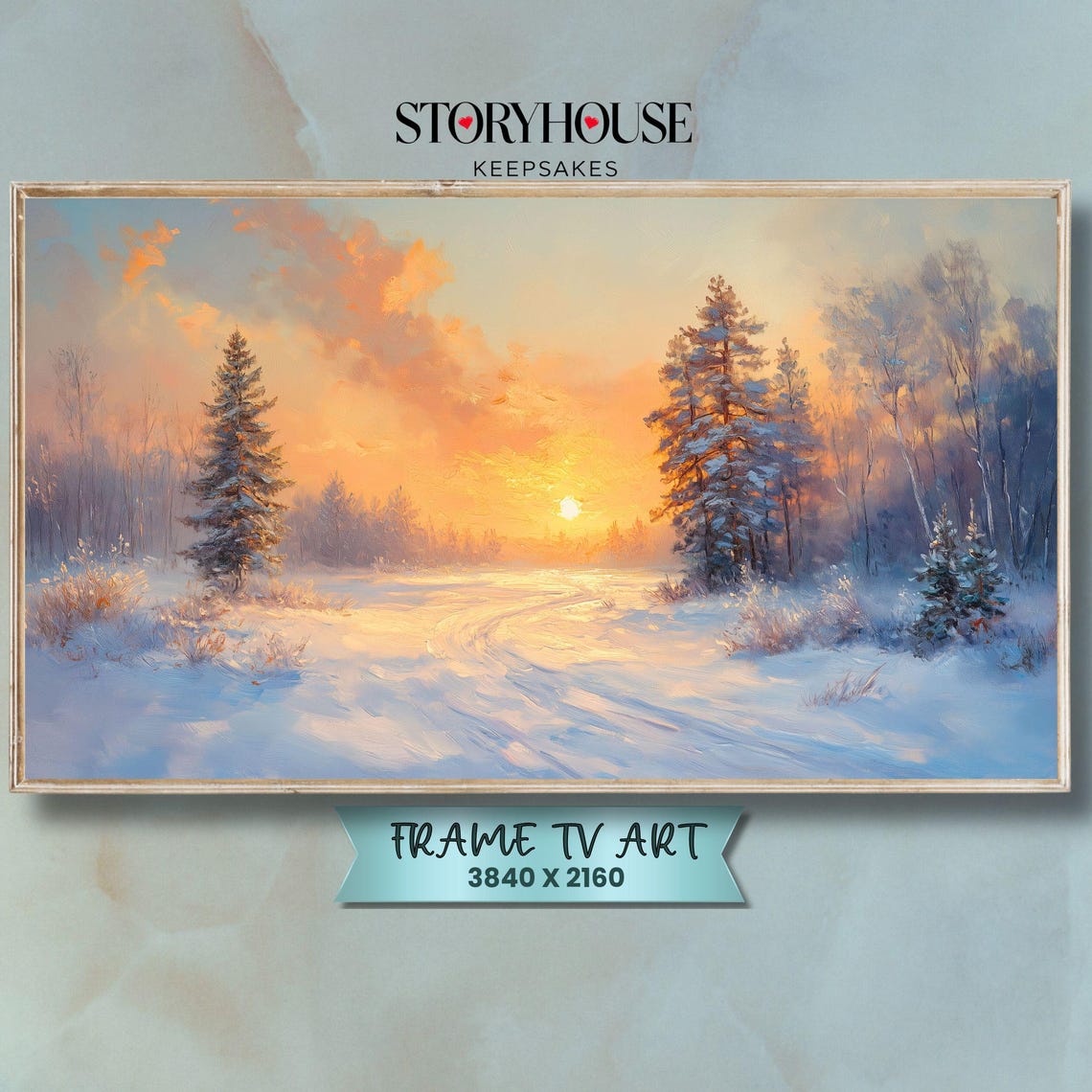 Christmas Frame Tv Art Samsung For Winter Cozy Landscape Impressionist Sunrise Meadow