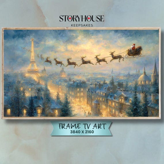 Christmas Frame Tv Art Samsung For Winter Cozy Landscape Impressionist Over Paris