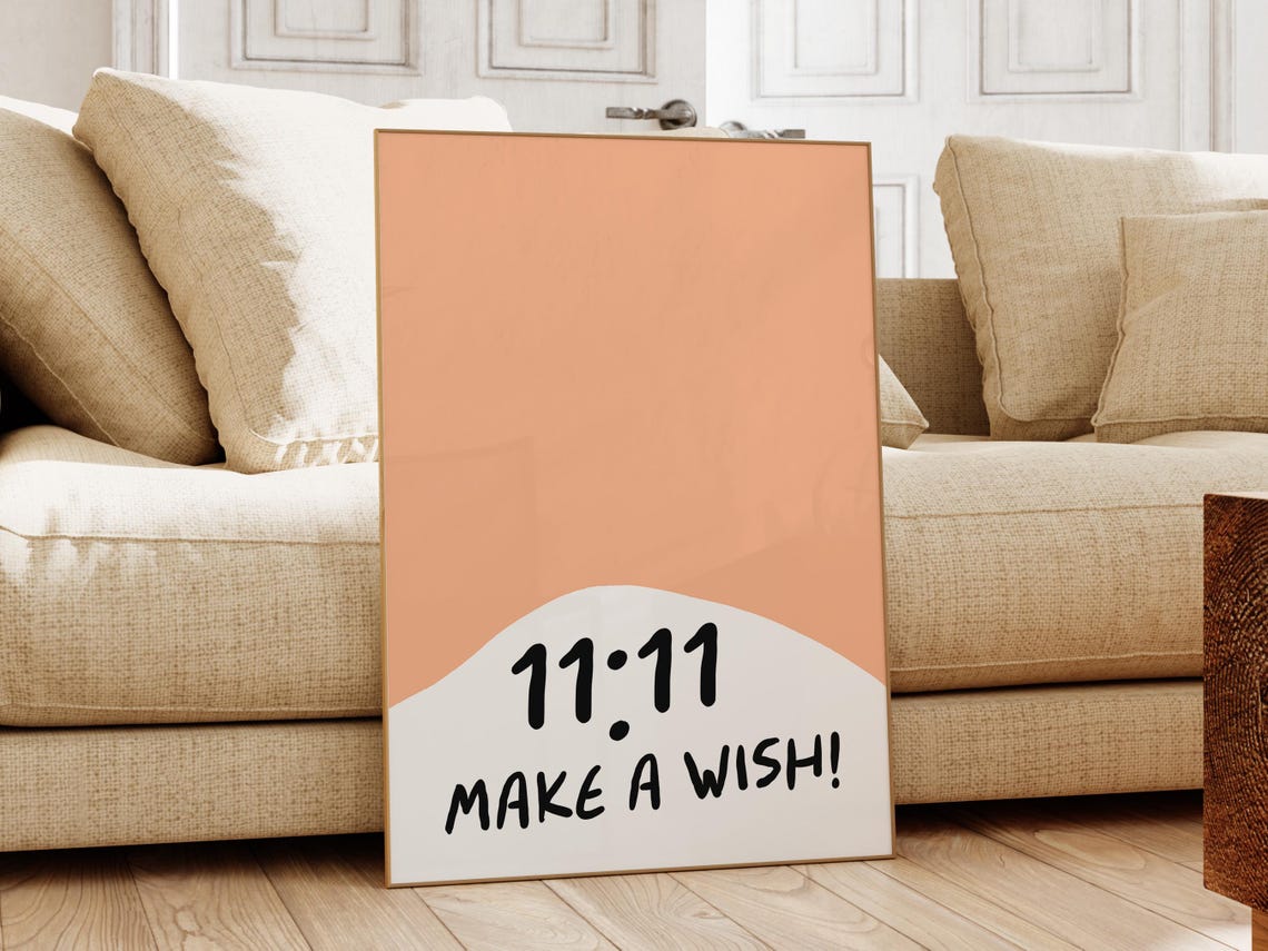 11:11 Make A Wish Peach Angel Number Manifestation Quote Poster - Image 2