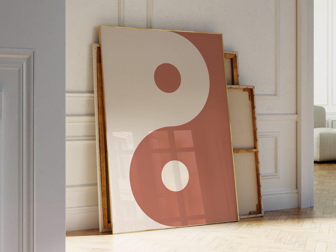 Terracotta Yin Yang Cream Minimal Abstract Zen Meditation Poster