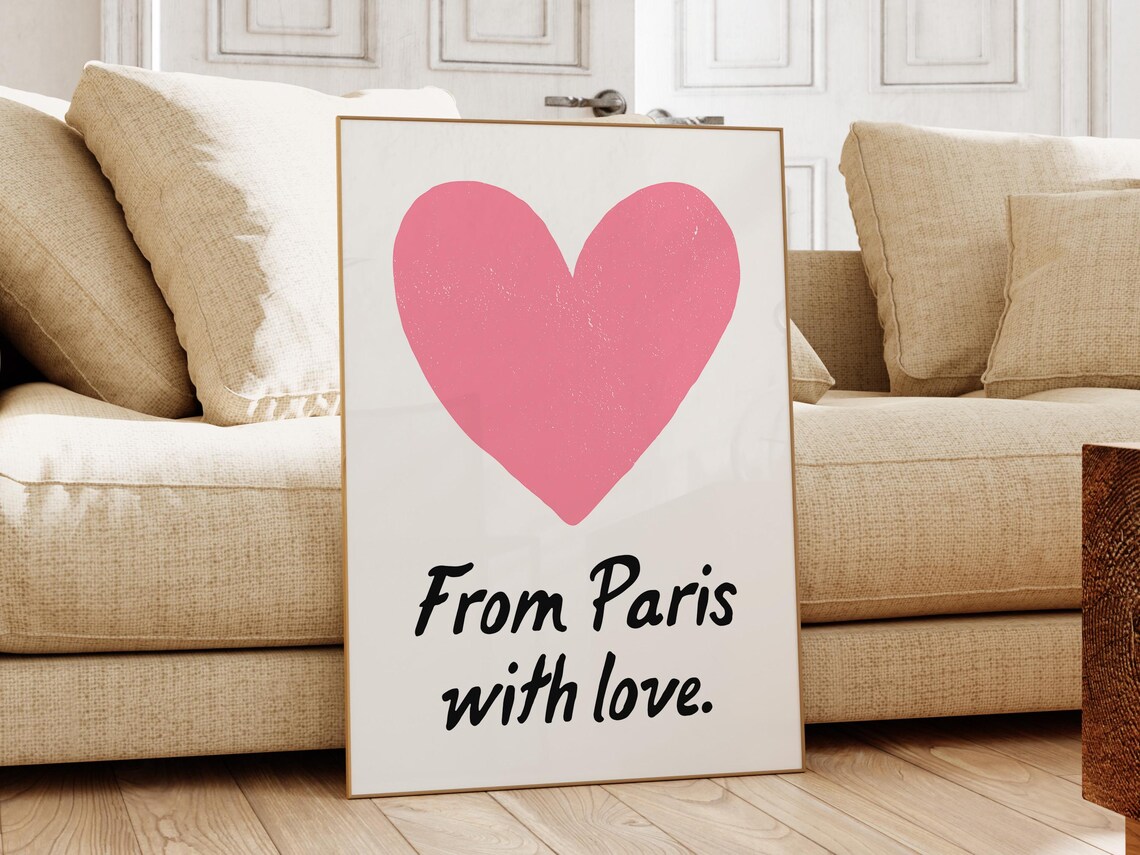 From Paris With Love Pink Heart French Travel Quote Gift Poster - Image 2