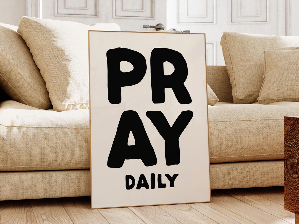 Pray Daily Bold Black Hand Lettered Christian Prayer Wall Poster - Image 3