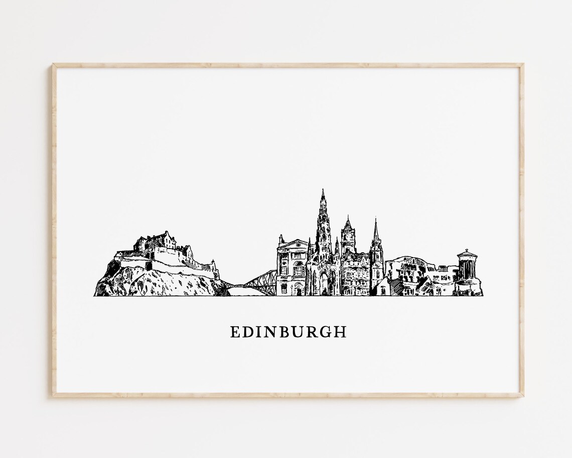 Edinburgh Scotland Skyline Minimalist Cityscape Travel Poster - Image 2