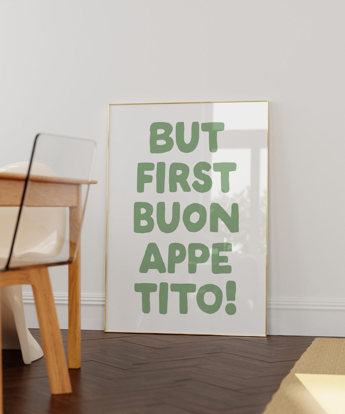 But First Buon Appetito Sage Green Italian Kitchen Quote Poster - Image 3