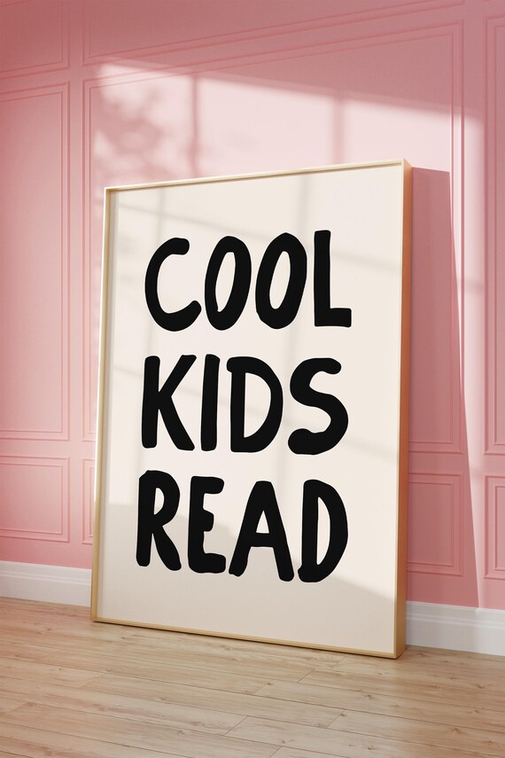 Cool Kids Read Bold Black Library Book Lover Decor Classroom Poster