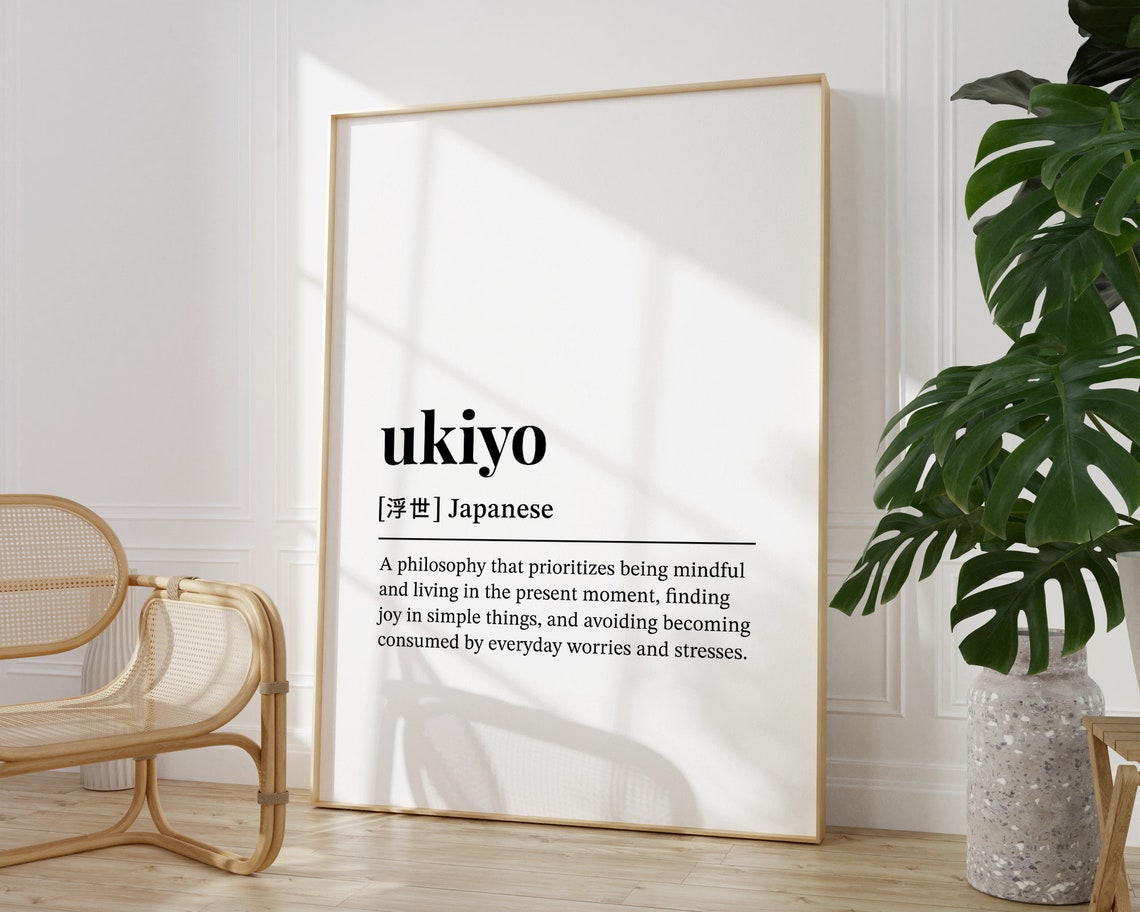 Ukiyo Japanese Philosophy Mindful Present Moment Quote Poster