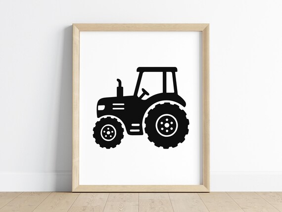 Tractor Wall Art Boys Room Decor Farmhouse Nursery Print Farm Vehicle Kids Black And White