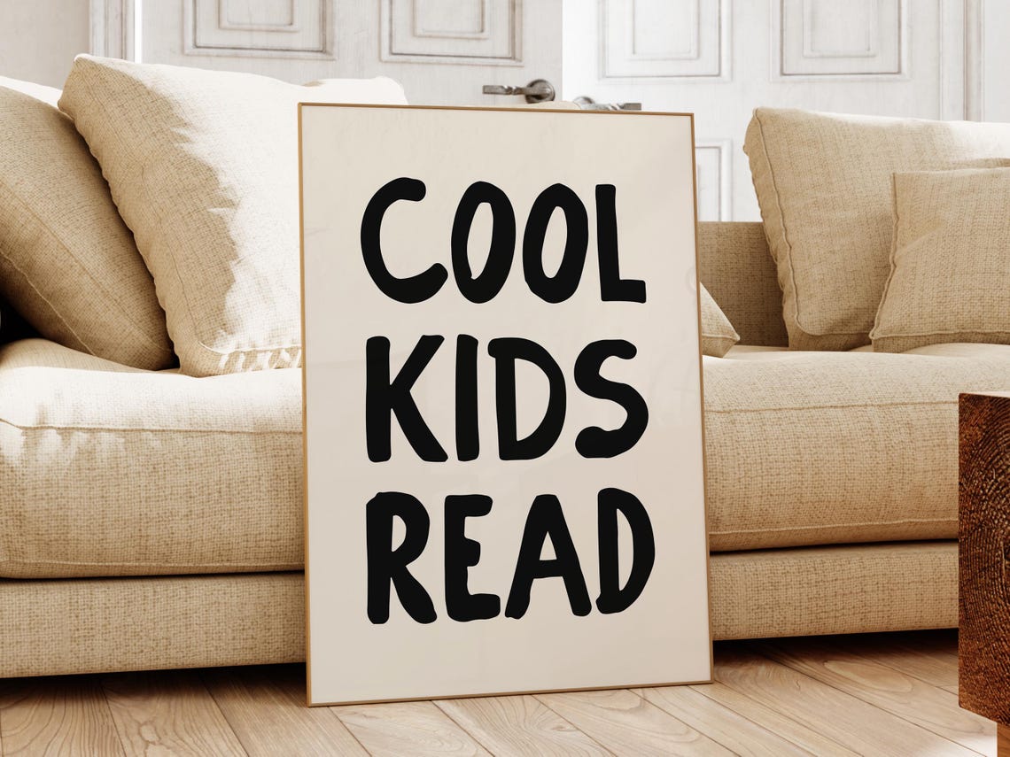 Cool Kids Read Bold Black Library Book Lover Decor Classroom Poster - Image 2