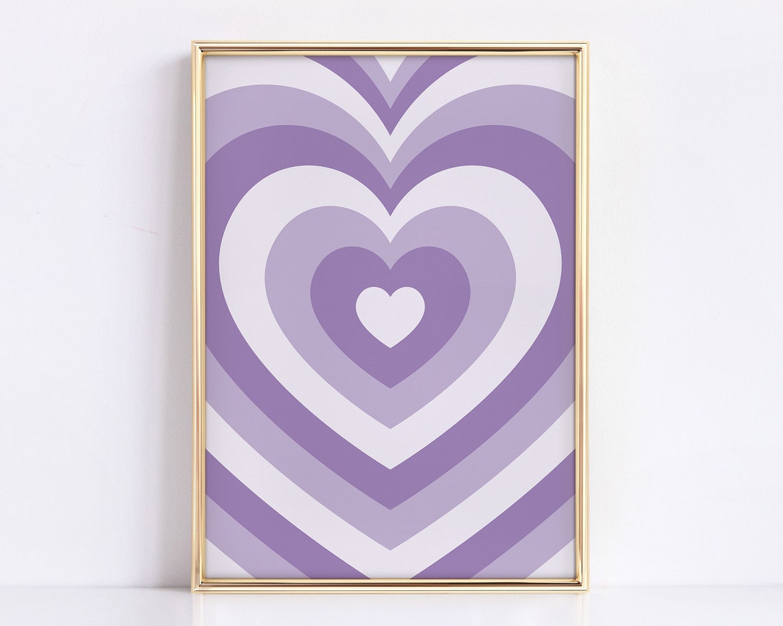 Pastel Purple Concentric Hearts Retro Y2K Aesthetic Wall Poster - Image 2
