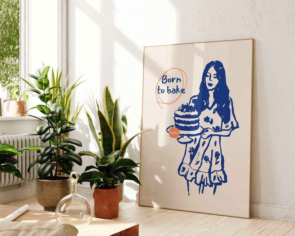 Baking Quote Wall Art Cute Cake Art Print Modern Kitchen Wall Decor Gift For Baker Funny Kitchen Quote Print