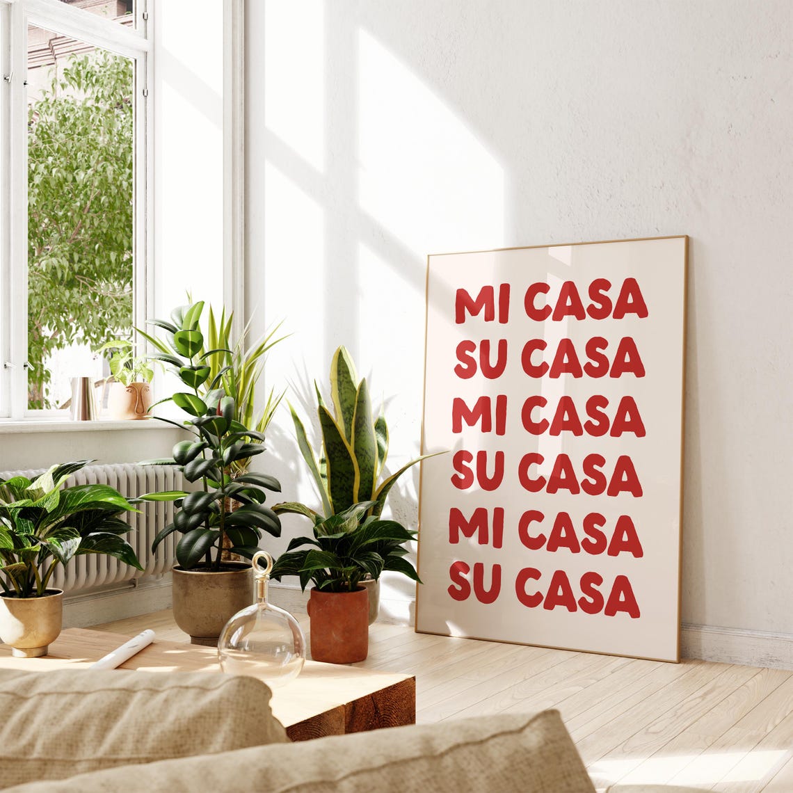 Mi Casa Su Casa Red Spanish Quote Fun Trendy Entryway Poster