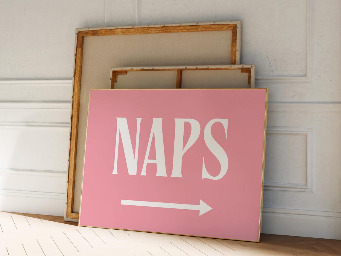 Naps Pink Arrow Sign Funny Bedroom Sleep Lovers Quote Poster