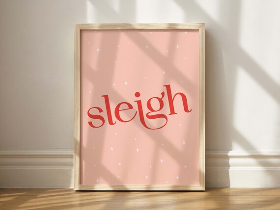 Sleigh Print Christmas Wall Decor Holiday Art