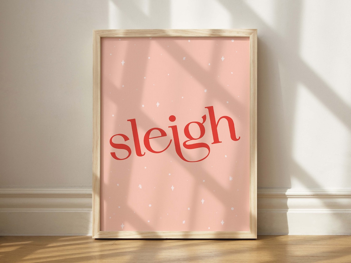 Sleigh Print Christmas Wall Decor Holiday Art