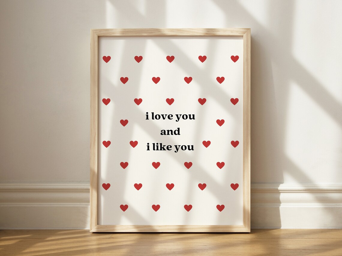 I Love You and Like Art Print, Romantic Heart Decor