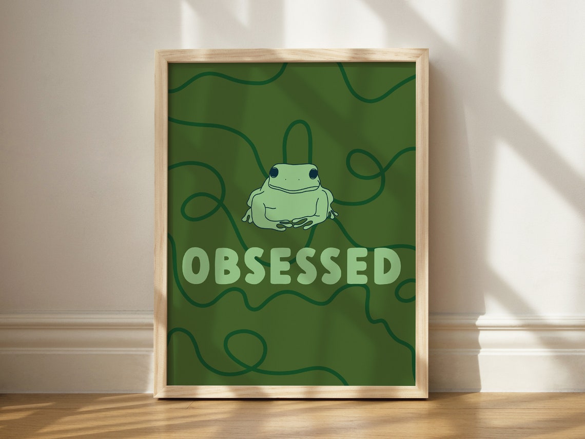 Frog Obsessed Funny Green Toad Lover Cute Amphibian Art Poster