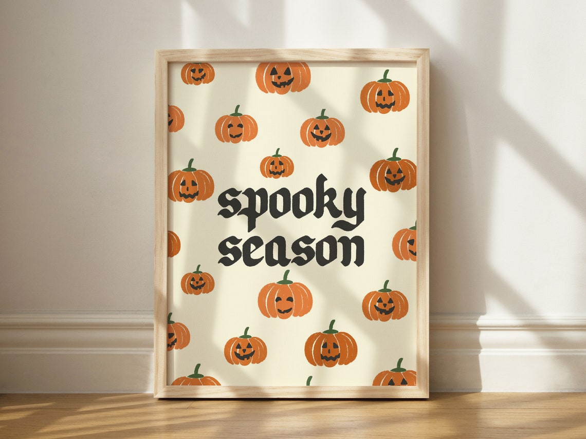 Spooky Season Halloween Jack O Lantern Pumpkin Pattern Poster