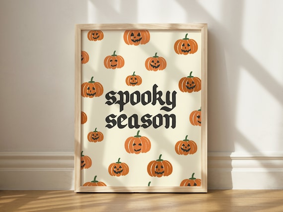 Spooky Season Print Halloween Decor Jack O Lantern Wall Art Cute Pumpkin Holiday Trendy
