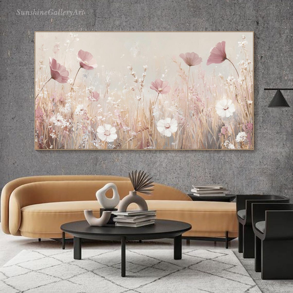 Blush Pink Poppies In Soft Neutral Wildflower Field Art Poster - Image 3