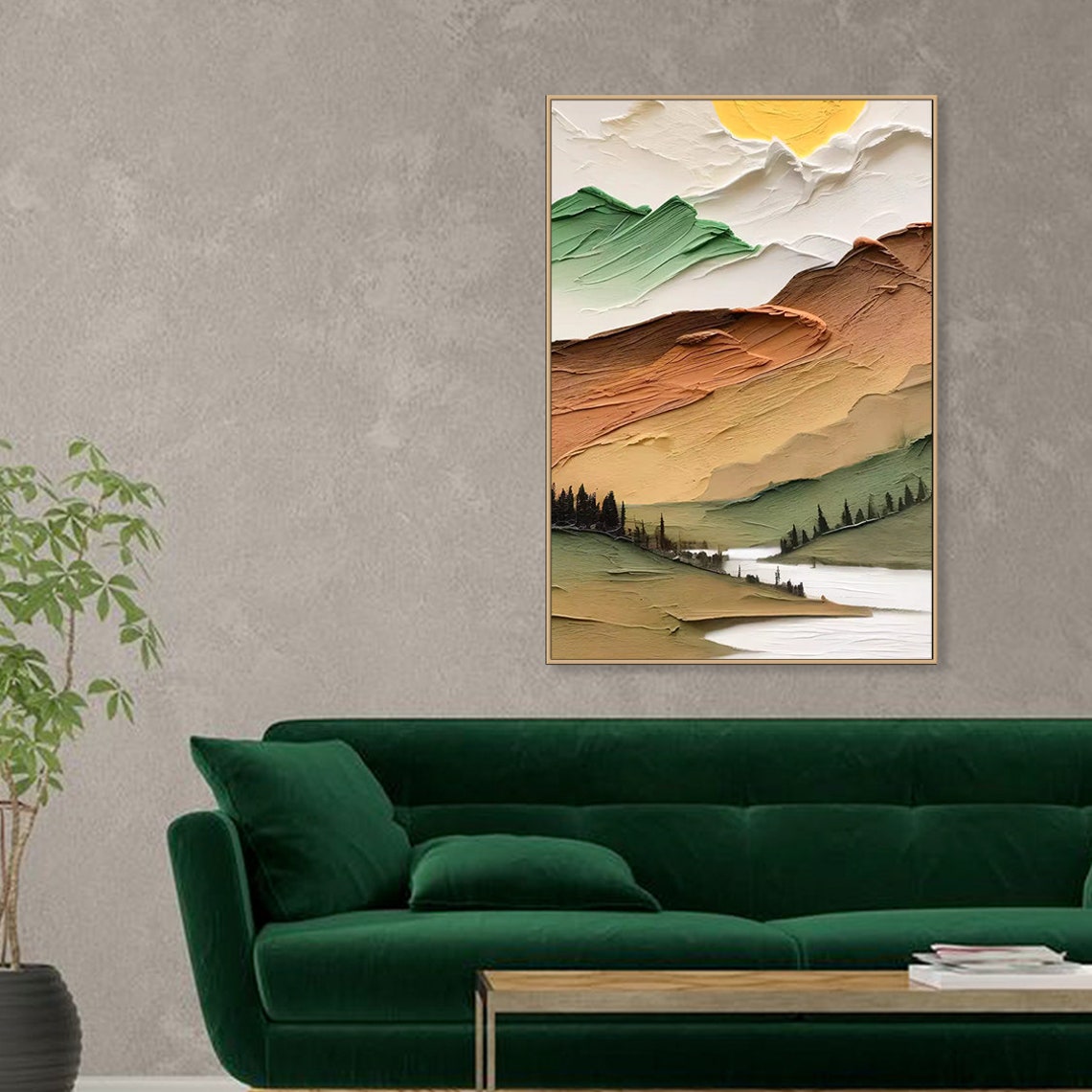 Abstract Layered Mountain Landscape With Lake And Pine Trees Poster - Image 3
