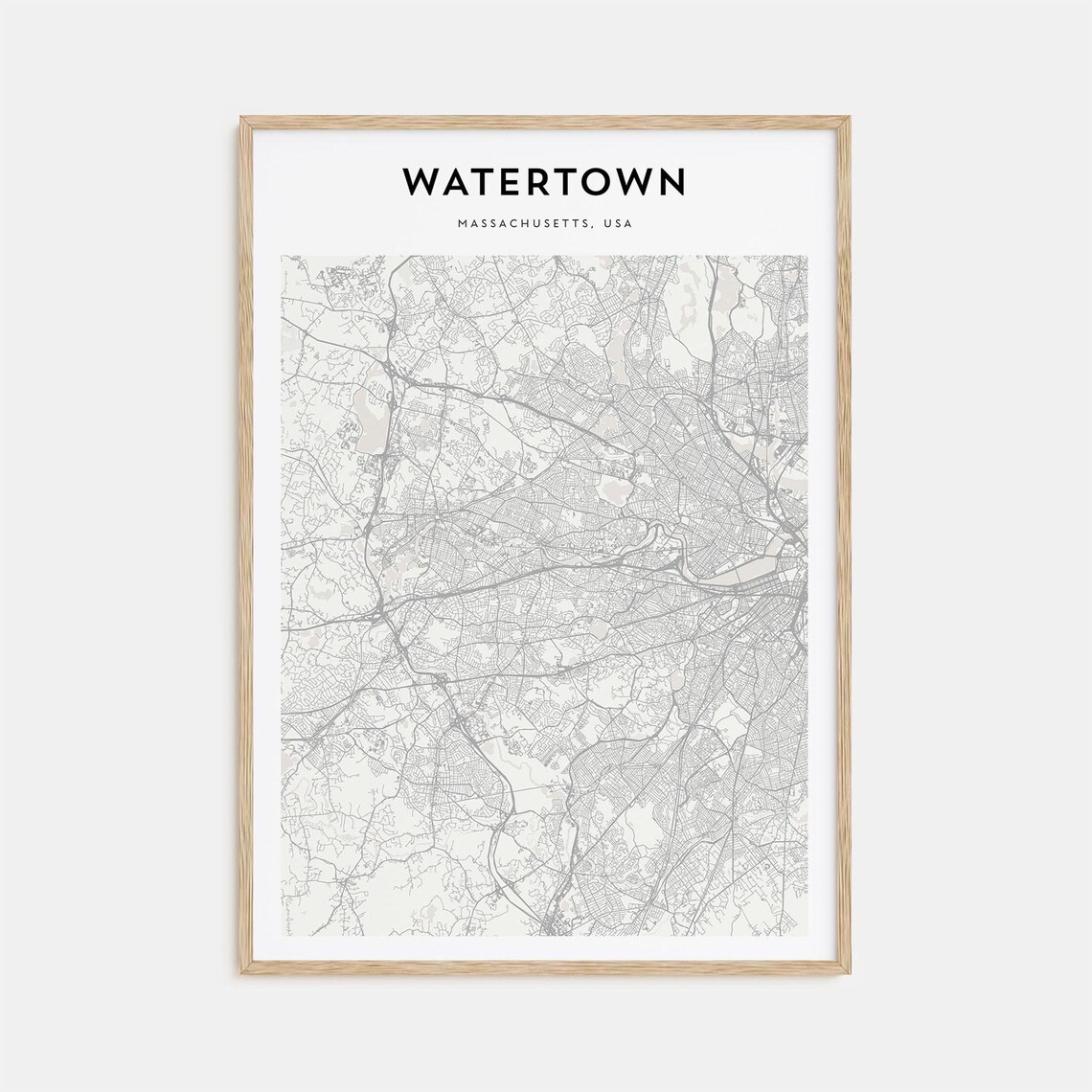 Watertown Massachusetts Minimalist Street Map Poster Home Decor