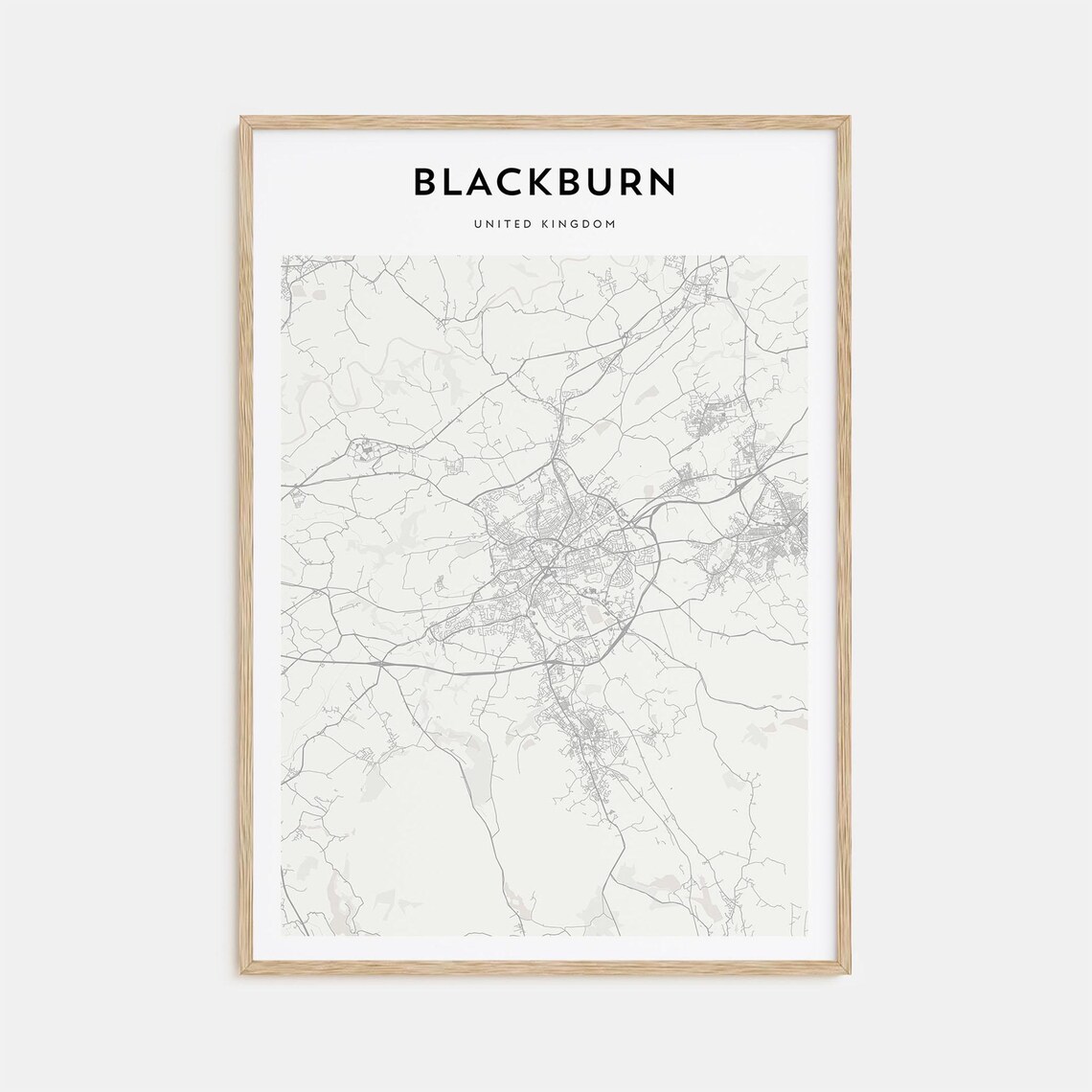 Blackburn United Kingdom Minimalist Street Map Travel Art Poster