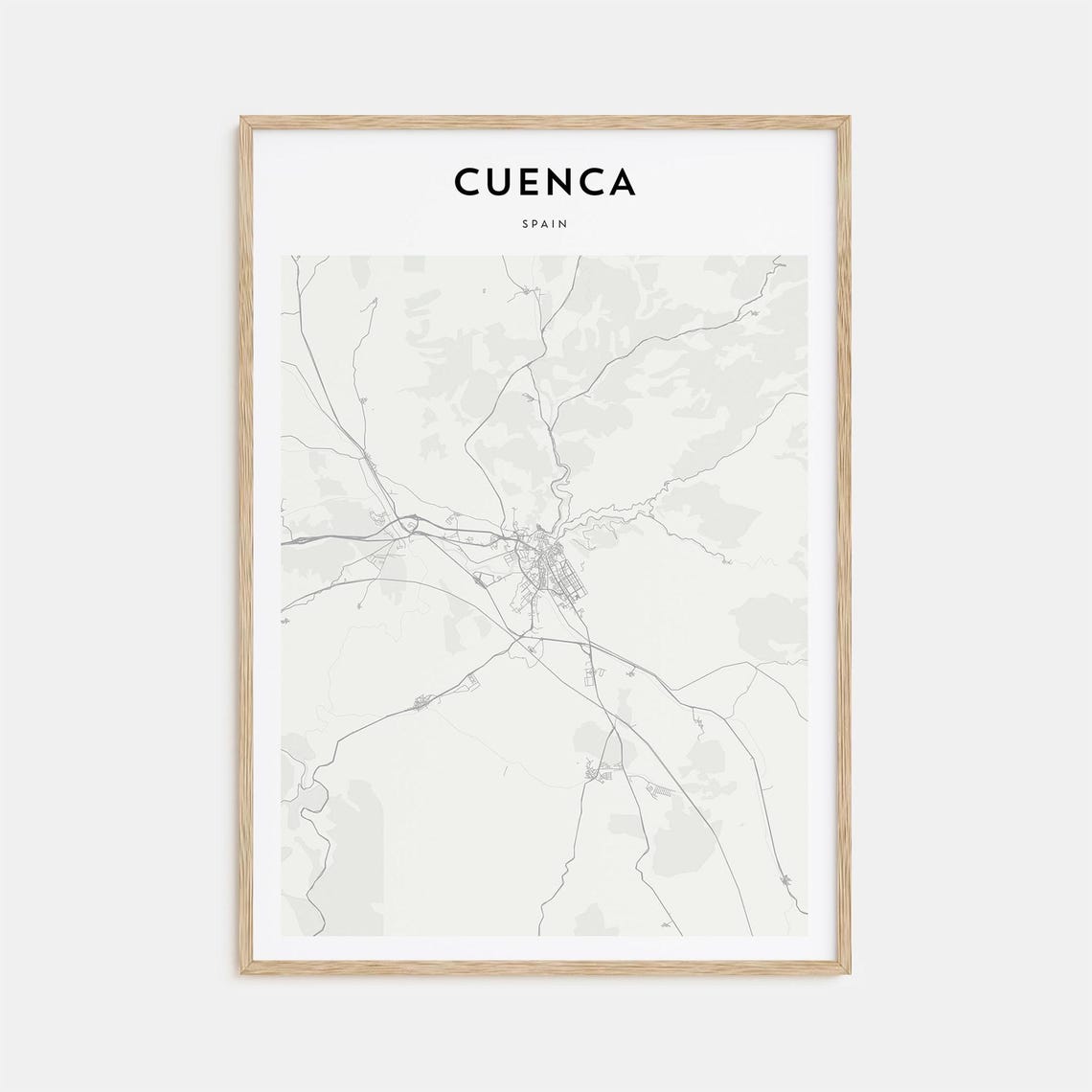 Cuenca Spain City Map Line Art Minimalist Modern Home Poster