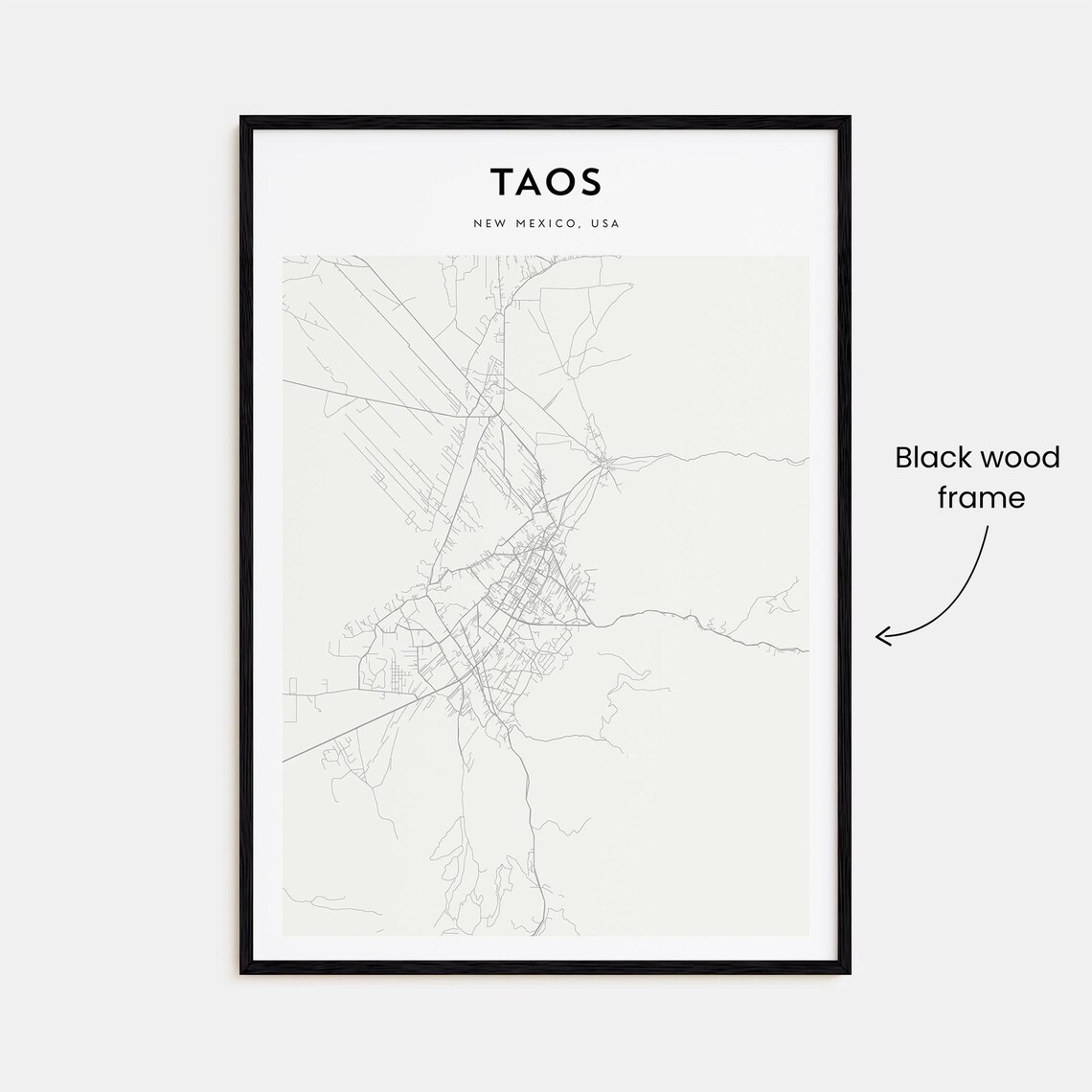 Taos New Mexico USA Minimal Cream Street Map Travel Decor Poster - Image 3