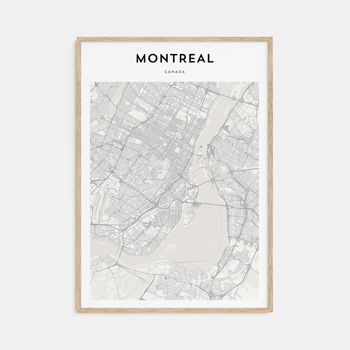Modern Minimalist Montreal Quebec Canada City Street Map Poster