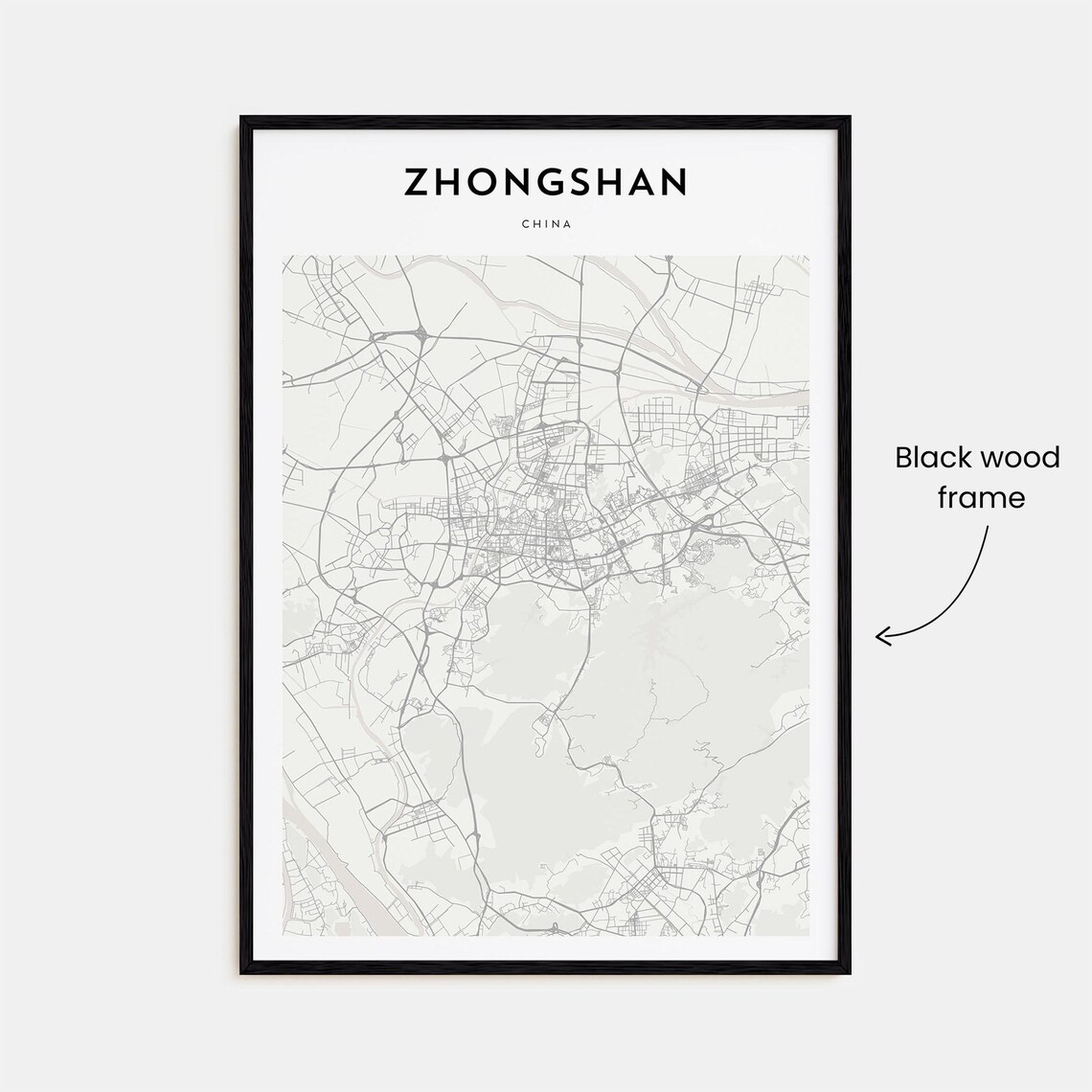 Zhongshan China Guangdong Minimalist City Street Map Decor Poster - Image 3