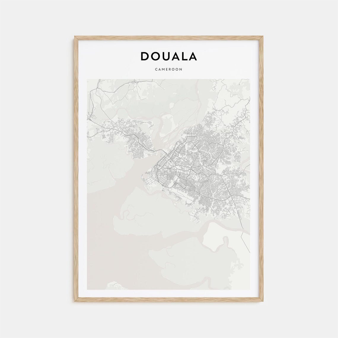 Douala Cameroon Modern Minimalist City Street Map Travel Poster