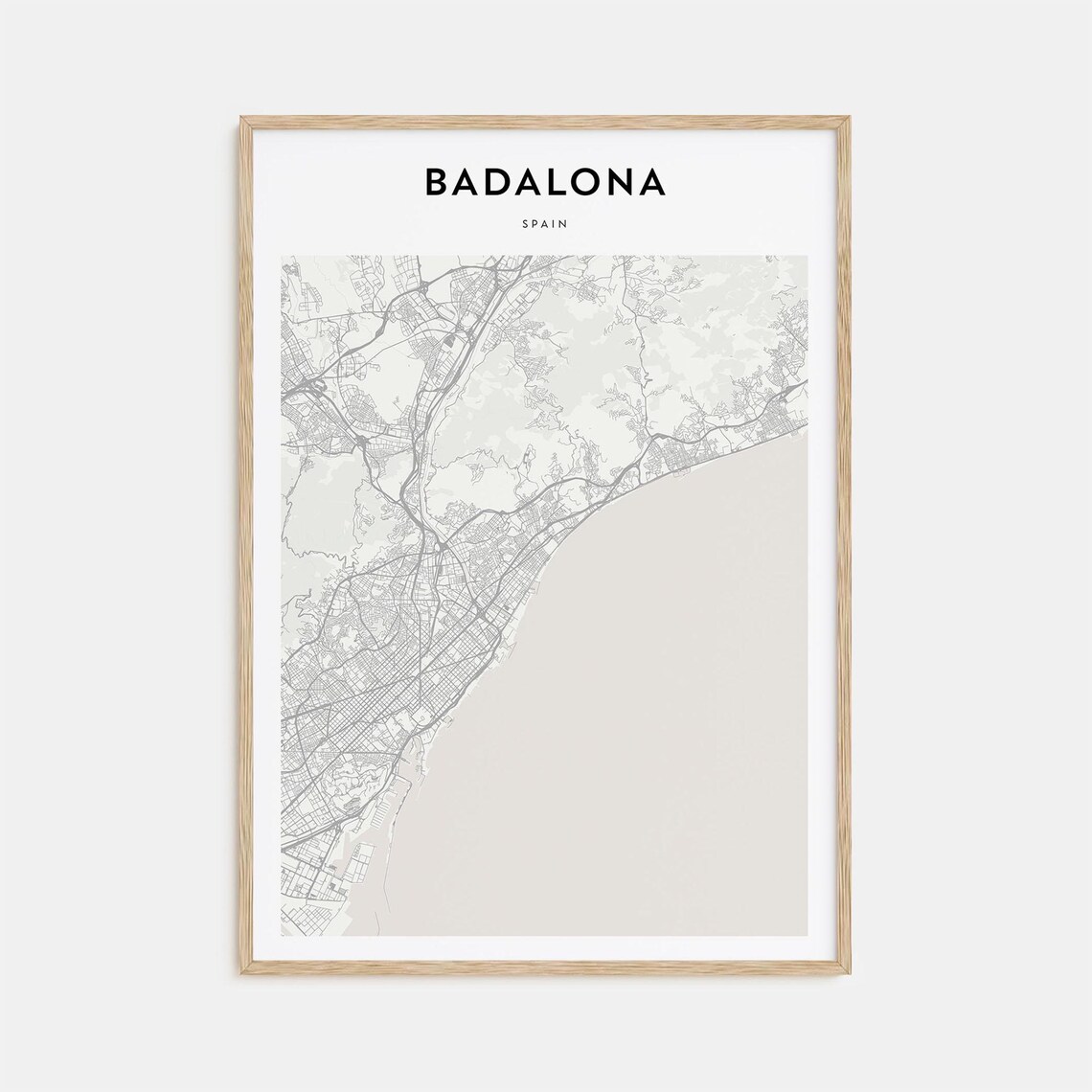 Badalona Spain Minimalist Detailed Coastal City Map Street Poster