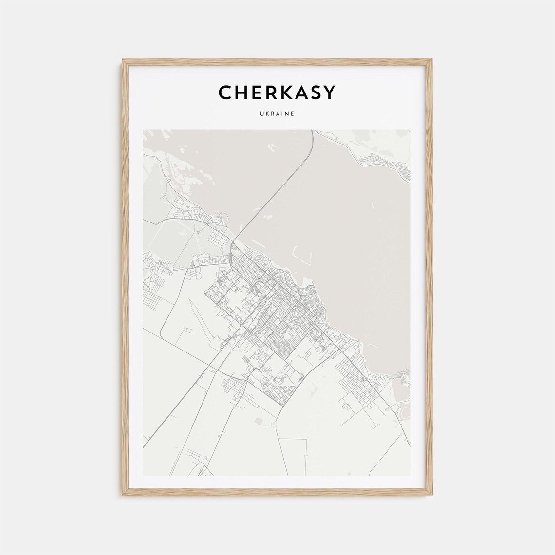 Cherkasy Ukraine Minimalist City Street Map Beige Travel Poster