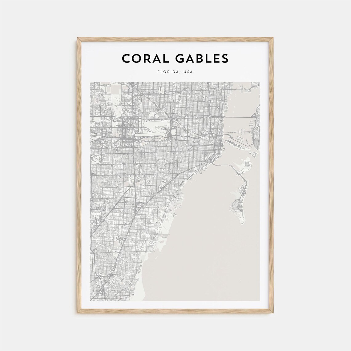 Coral Gables Map Poster Coral Gables Map Print Coral Gables Personalized Map Art Coral Gables Wall Art Florida Usa