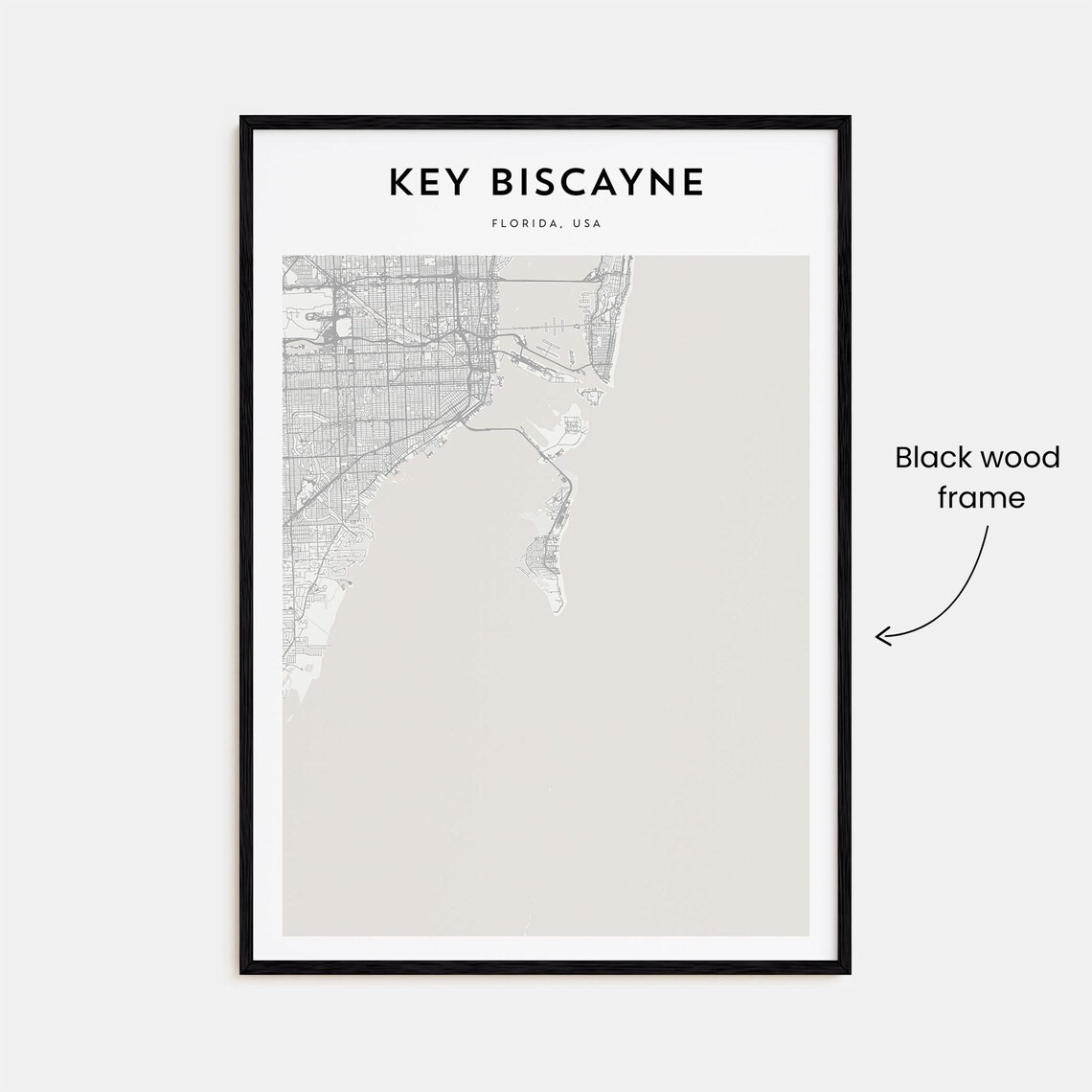 Key Biscayne Florida USA Minimalist Street Map Line Art Poster - Image 3